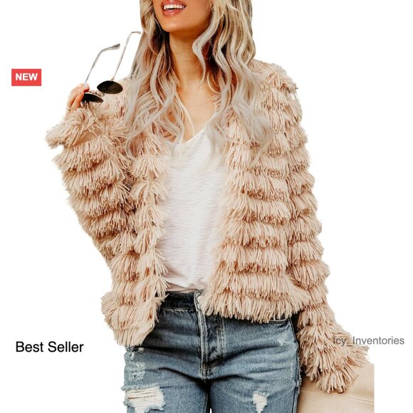 Jackets & Blazers - Open Front Faux Fur Cardigan Vintage Parka Shaggy Jacket Coat Y2K Chic